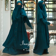 Baju Muslim Elegan Gamis Syari Set Jilbab Segi Empat Inayah Dress Bahan Wolfis Premium