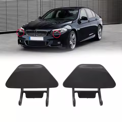 1 Pair Car Front Bumper Headlight Washer Nozzle Spray Jet Cover Cap Unpainted For BMW 5 Series F10 F
