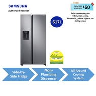 Samsung 617L Side by Side SpaceMax Fridge RS64R5306M9/SS Silver | All Around Cooling System | 2 years agent warranty