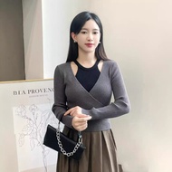 AJW [RBY] Atasan Wanita Wrap Top Knit Premium | Atasan Wanita Kekinian Ribbed Wrap Top Knit Lengan P