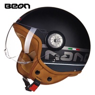 BEON Motorcycle Helmet 3/4 Open Face Cafe Racer Chopper Anti-Fog Flip Up Visor Vintage Helmet Vespa