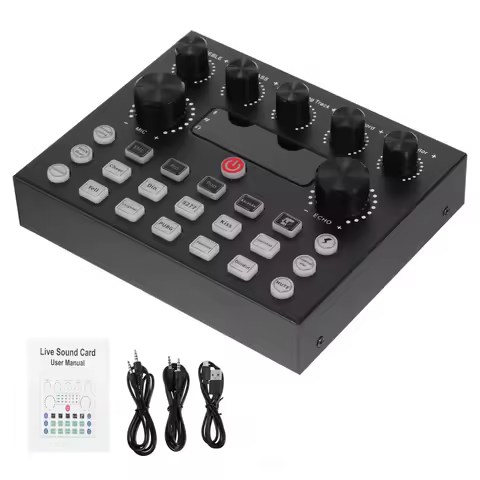 V8S Audio Mixer USB External Sound Card Mobile Phone Live Voice Changer Sound Card with Multiple Sou