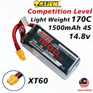 Alienmodel 4S 14.8V 1500mAh 130c/170c Competition Level Lipo Battery with XT60 Plug AL1500-170-4S