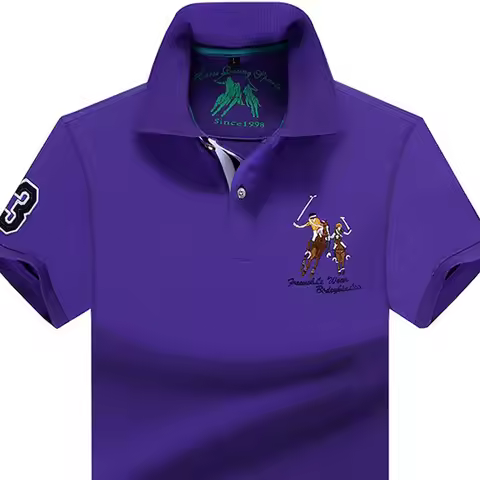Summer Polo Shirt Man Solid Plus Size Polo Shirt Men Casual Short Sleeve Lapel Button Shirt Embroide