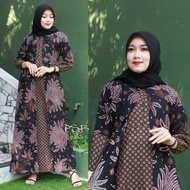 Gamis Batik Modern Premium - Dress Muslim - Gamis Batik Kombinasi - Gamis Batik Terbaru