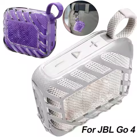 For JBL Go 4 Case Shockproof TPU Protective Cover Transparent Carrying Case with Handle Speaker Acce