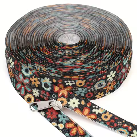 1 set = 4.5m zipper + 10 silver zipper heads, 3 #nylon printing zipper, color matching flower patter
