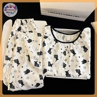 Ay Cute Cartoon Cat & Mouse Comfortable Home Leisure Pajamas Set for Women