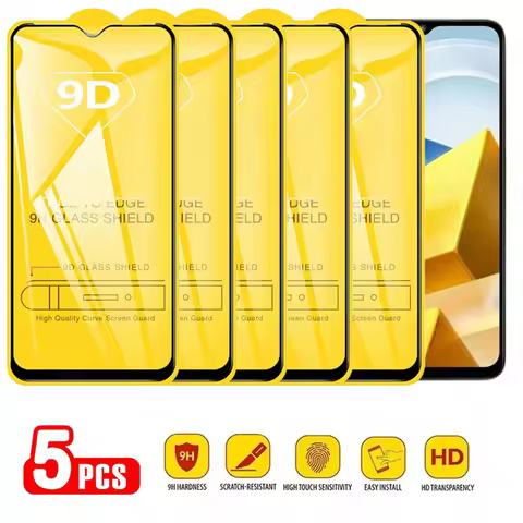 5PCS 9D Screen Protector For POCO M5 M5S Poco F2 F3 M3 M4 Pro Tempered Glass for POCO X3 NFC F4 GT C