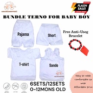 6SETS/12SETS BUNDLE TERNO FOR BABY BOY  0-12months old/Newborn Infant BUNDLE COTTON SOFT FABRIC AND 