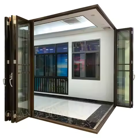High Quality Living Room Aluminum Narrow Folding Door Accordion Folding Door Folding Patio Bifold Do