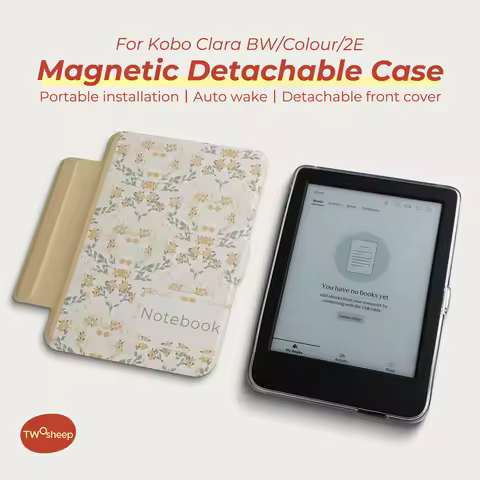 Twosheep Floral Style Detachable Cover for Kobo Clara BW Kobo Clara Colour Kobo Clara 2E 6″ Clear Sh