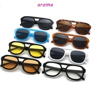 AROMA Sunglasses Men Women Classic Polygon Glasses Frame Vision Care UV400 Pilot Style Korean Polygon Eyewear