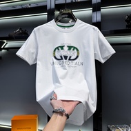 FGD | เสื้อยืดแขนสั้นคอปกติพิมพ์ลายเรียบหรูด้วยเพชรเทียม ใส่สบายสำหรับฤดูร้อน