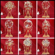 Chinese Bridal Holding Fan Wedding Ancient Long-handled Group Fan Wedding Hanfu Headdress Finished H