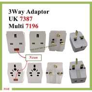 3Way Adaptor / 3Way Adaptor UK 7387 / Multi way Adaptor 7196/ 13A Plug Socket / 3way 3pin Plug