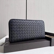 Bv Braided Imported Cowhide Long Wallet Wallet Genuine Leather Men Women Zipper Wallet 19 * 11