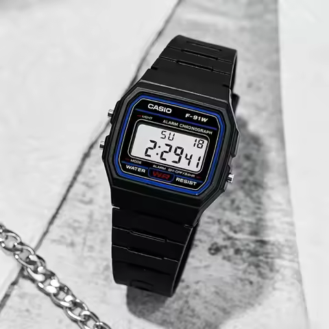 Casio F-91W-1 Iconic Digital Watch, Black Resin Band, Multi-Functions, LED Light, Water Resistant & 