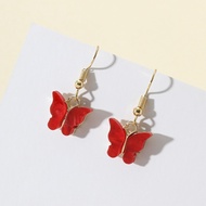 1 Pair Of Butterfly Earrings In Red Acrylic Sheet