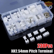 CEYOU 230Pcs Pin Connector, 2p 3p 4p 5pin Housing Kit 2.54mm Pitch Terminal, 4 Value XH2.54 Male And