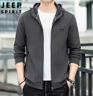 JEEP SPIRIT เสื้อสเวตเตอร์มีฮู้ดของผู้ชายเสื้อกันหนาวแขนยาวกลางแจ้งเสื้อกันหนาวคาร์ดิแกนหลวมขนาดใหญ่