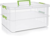 "Plastic Storage Box -2 Tier Transparent Rectangular Multi Utility Detachable, Portable & Stackable