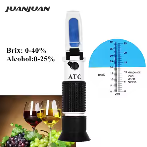 ATC Sugar Refractometer 0-40% Brix 0-25% Alcohol Meter for Moonshine Household Brewing Wine Sugar Fr