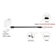 OOTDTY USB Type C to DC Power Cable 5.5x2.5mm CCTV Router Charger 97cm Premium