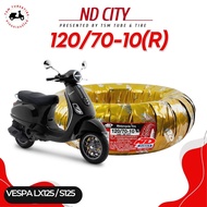 ยางนอก ยางเรเดียล (ไม่ใช้ยางใน) ND Rubber 110/70-11  120/70-10 ใช้กับ Vespa LX125/S125 ไม่ใช้ยางใน ย