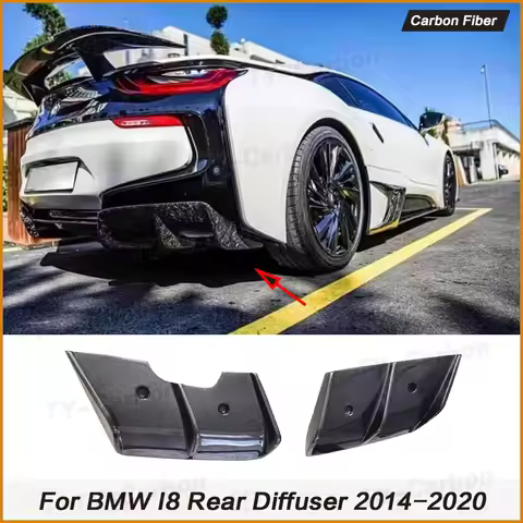 For BMW I8 Real Carbon fiber Rear Diffuser Bumper Splitter Lip Spoiler Bodykit Racing Car Styling Ac