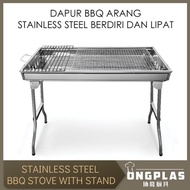 DAPUR BBQ ARANG/ DAPUR SATAY IKAN BAKAR/ STAINLESS STEEL FOLDABLE BBQ GRILL STOVE CHARCOAL WITH STAN