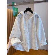 European Goods Loose Chic Beautiful Summer Long Sleeve Hooded pecial Size 150kg