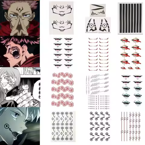 Anime Jujutsu Kaisen Cosplay Yuji Nobara Sukuna Tattoo Stickers Face Hand Waterproof Fake Tattoos Ha