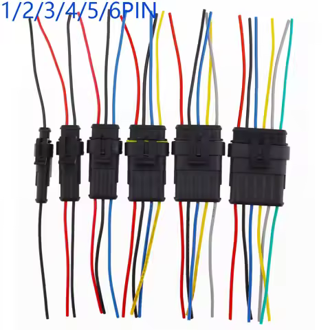 1set AMP 1P 2P 3P 4P 5P 6P Way Waterproof Electrical Auto Connector Male Female Plug with Wire Cable