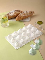 白色矽膠慕絲模具，適用於法式慕絲，15件裝洋蔥形狀白色矽膠慕絲模具，適用於翻糖蛋糕慕絲模具