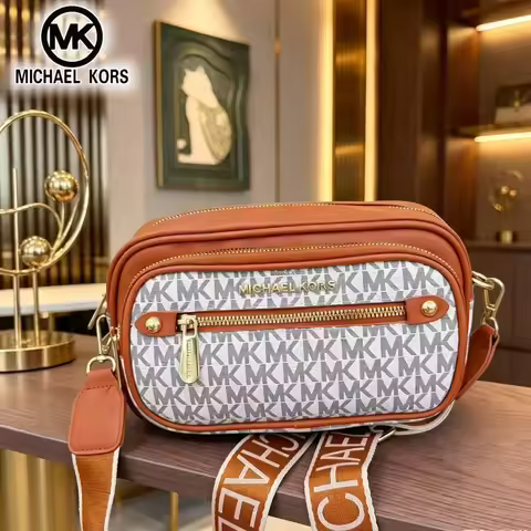 Michael Kors Women's Shoulder Crossbody Bag MK Classic Letter Camera Bag Fashionable and Casual Outd