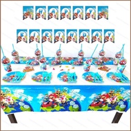 YT1 Mario Luigi Brother Theme Party Decoration Kids Baby Birthday Party Disposable Tableware Banner Cake topper Tablecl