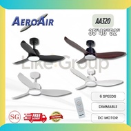 [AEROAIR] AA320 3-Blade DC Motor Ceiling Fan With Remote Control And Dimmable LED 3-Tone Colour Ligh