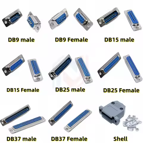 D-SUB 9 15 25 37 Pin Male Female Solder Type Connector DIP Straight Mount Serial Port Adapter 2 Rows