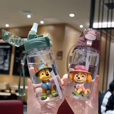 550ml Paw Patrol Water Bottle Boys Girls Anime Cartoon High Temperature Resistant Cute Straw Cup Stu