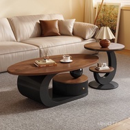 Tableside Luxury Tea Light Walnut Color Household Living Room Style Coffee Table Small Apartment New