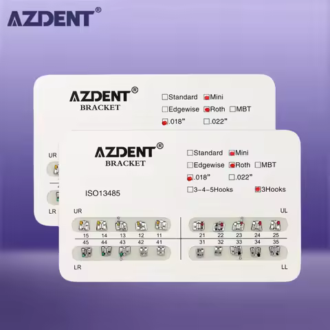 2 Packs/Set AZDENT Dental Brackets Orthodontic Brace Metal Mini Roth Edgewise MBT Slot 0.022 0.018 H