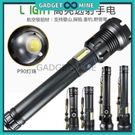 XHP90 Super Strong Lamp + COB LED Flashlight USB Torch Rechargeable 7 Modes Rechargeable Battery Lam