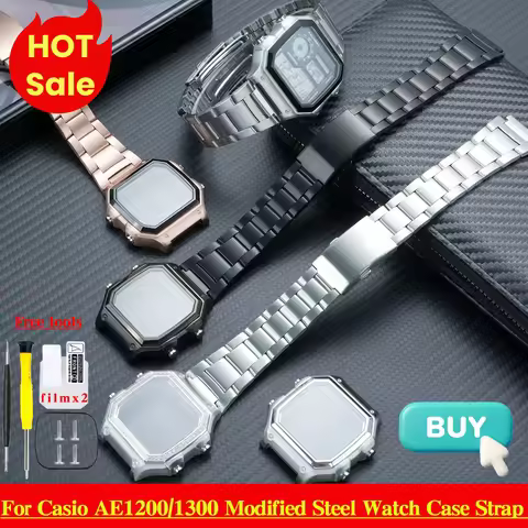 Modified AE1200 1300 Watch Mod Kit For Casio Small Square AE-1200WHD ae-1300 WS-1600 Metal Watch Cas