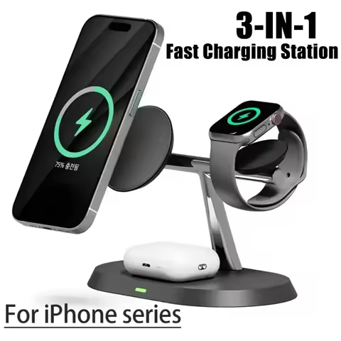 3 In 1 Magnetic Fast Wireless Charger Station For iPhone 17 16 15 14 Pro Max Apple Watch 9 8 Airprod