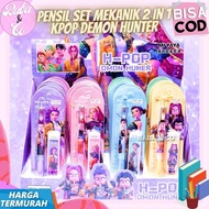 KPOP DEMON HUNTER 2 IN 1 PENCIL SET DEMON HUNTER MECHANICAL PRINT PENCIL KPOP CUTE UNIQUE KPOP DEMON