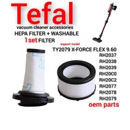 (OEM) Vacuum Cleaner Hepa Filter & Washable Filter For Tefal TY2079 X-FORCE Flex 9.60 RH2037 RH2038 