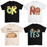 "OK & YES Capybara" Fun Couple Graphic T-Shirt | 100% Cotton | Unisex | Daily Wear 100cm-5XL