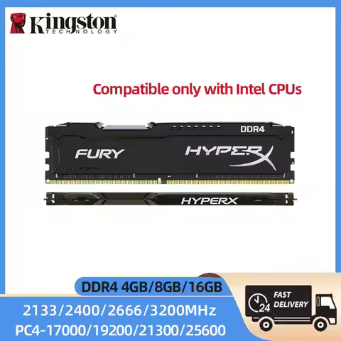 HyperX Fury Memoria RAM DDR4 4GB 8GB 16GB 3200 2666 2400 2133MHz DIMM 288-Pin 1.2V Desktop RAM Only 