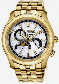 นาฬิกาข้อมือผู้ชาย CITIZEN Eco-Drive Moon Phase รุ่น AP1021-54A เรือนเงิน หน้าปัดสีขาว AP1023-59A เรือนทอง หน้าปัดสีขาว ขนาดตัวเรือน 41 มม. ตัวเรือน /สาย Stainless